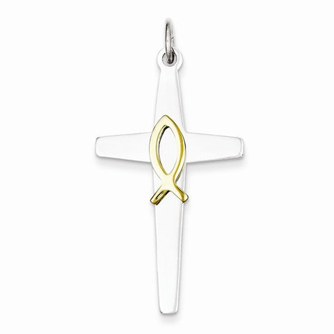Sterling Silver & Vermeil Cross pendant, Charm