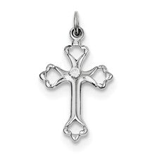 Sterling Silver Budded Cross w/CZ Charm hide-image