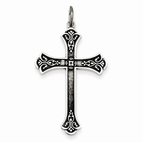 Sterling Silver Antiqued Cross Pendant, Pretty Pendants for Necklace
