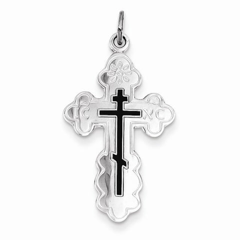 Sterling Silver Eastern Orthodox Blue Enamel Cross Pendant, Pendants for Necklace