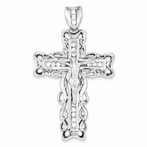 Sterling Silver CZ Crucifix pendant, Charm