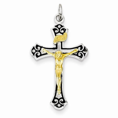 Sterling Silver & Vermeil Crucifix Pendant, Pendants for Necklace
