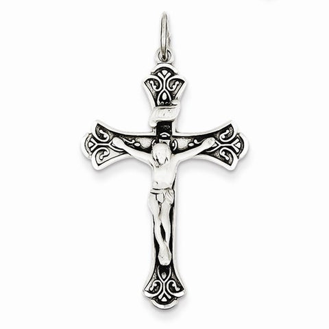 Sterling Silver Antiqued INRI Crucifix Pendant, Delightful Pendants for Necklace
