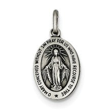 Sterling Silver Antiqued Miraculous Medal, Gorgeous Charm hide-image