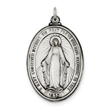 Sterling Silver Antiqued Miraculous Medal, Beautiful Charm hide-image