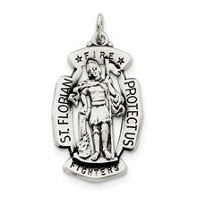 Sterling Silver Antiqued Saint Florian Medal, Appealing Charm hide-image