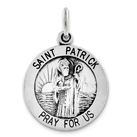 Sterling Silver Antiqued Saint Patrick Medal Pendant, Pendants for Necklace