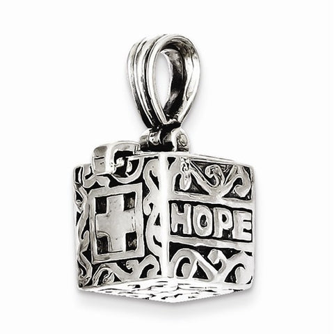Sterling Silver Faith & Hope Prayer Box Pendant, Pendants for Necklace