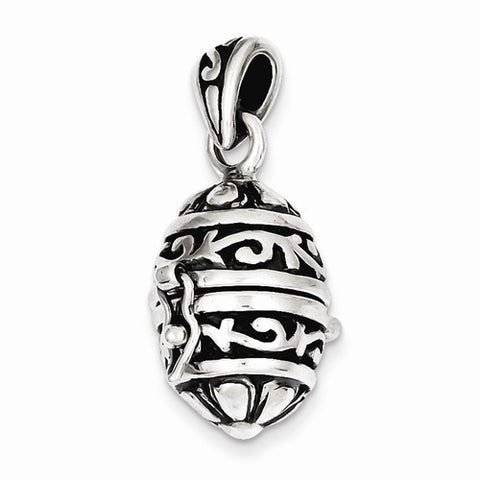 Sterling Silver Oval Prayer Box Pendant, Pendants for Necklace