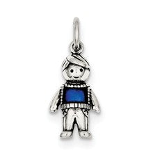 Sterling Silver Antiqued Enameled Marine Blue Boy Charm hide-image