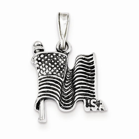 Sterling Silver Antiqued Flag Pendant, Pendants for Necklace