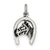 Antiqued Horse in Horseshoe Charm in Sterling Silver