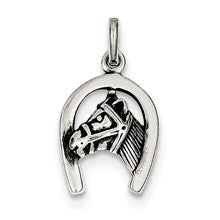 Sterling Silver Antiqued Horse in Horseshoe Charm hide-image