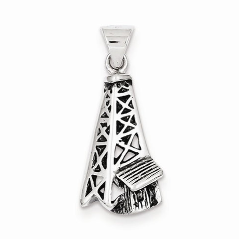 Sterling Silver Antiqued Oil Derrick Pendant, Pendants for Necklace