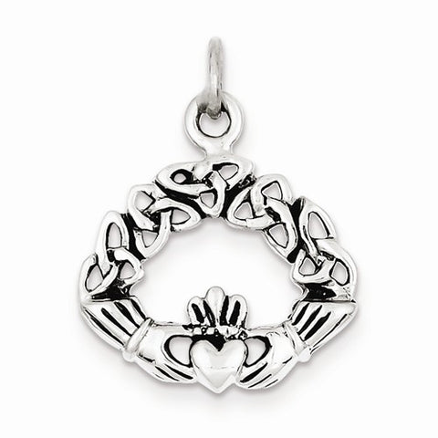Sterling Silver Antiqued Claddagh pendant, Pretty Pendants for Necklace