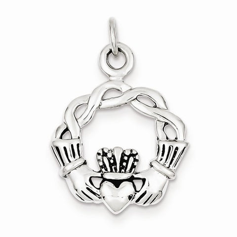 Sterling Silver Antiqued Claddagh Pendant, Lovely Pendants for Necklace