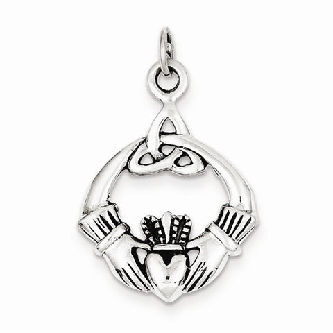 Sterling Silver Antiqued Claddagh Pendant, Stylish Pendants for Necklace