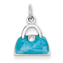Sterling Silver Enameled Blue Purse Charm hide-image