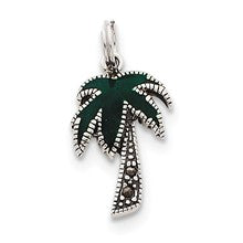 Sterling Silver Green Enameled Palm Tree Charm hide-image