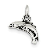 Sterling Silver Antiqued Dolphins Charm hide-image