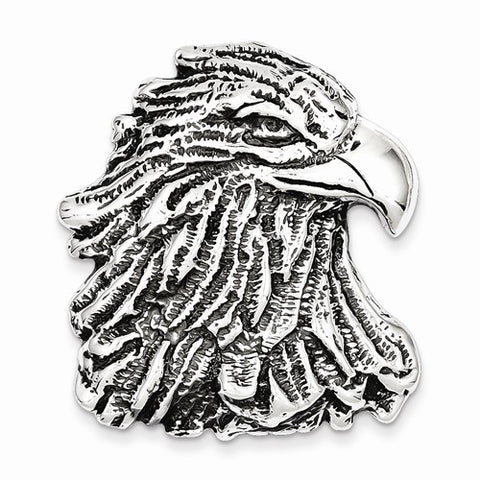 Sterling Silver Antiqued Eagle Head Pendant, Pendants for Necklace
