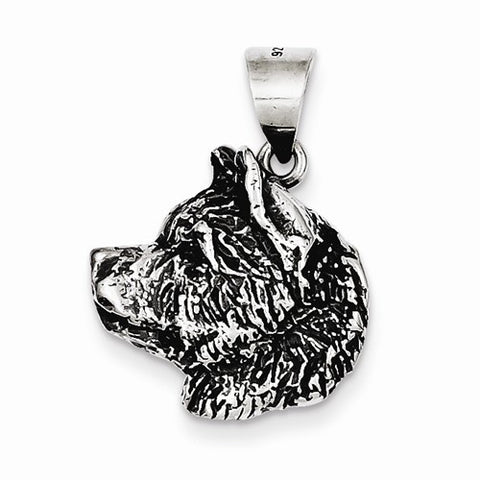 Sterling Silver Antiqued Husky Pendant, Pendants for Necklace