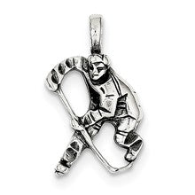 Sterling Silver Antiqued Hockey Player Charm hide-image