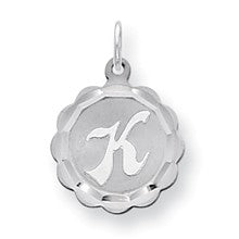 Sterling Silver Brocaded Initial K Charm hide-image