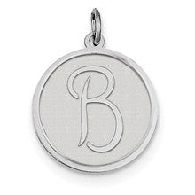 Sterling Silver Brocaded Initial B Charm hide-image