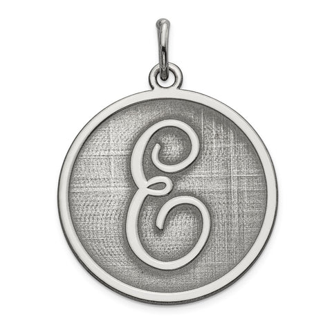 Brocaded Initial E Charm in Sterling Silver
