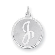 Sterling Silver Brocaded Initial J Charm hide-image