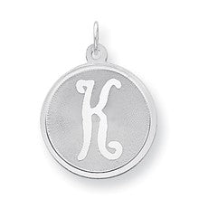 Sterling Silver Brocaded Initial K Charm hide-image