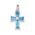 Blue CZ Cross Charm in Sterling Silver