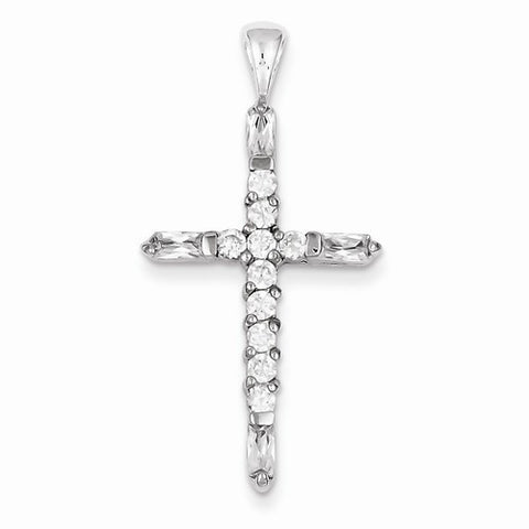 Sterling Silver CZ Cross Pendant, Charm
