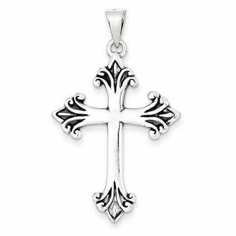 Sterling Silver Fleur De Lis Cross pendant, Charm