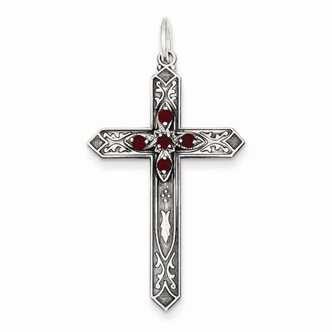 Sterling Silver January Birthstone Cross Pendant, Pendants for Necklace