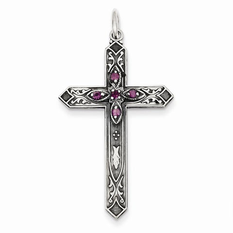 Sterling Silver February Birthstone Cross Pendant, Pendants for Necklace
