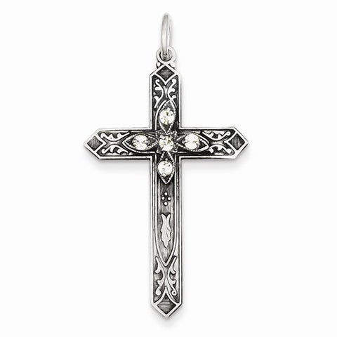 Sterling Silver April Birthstone Cross Pendant, Pendants for Necklace