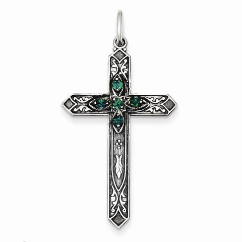 Sterling Silver May Birthstone Cross Pendant, Pendants for Necklace