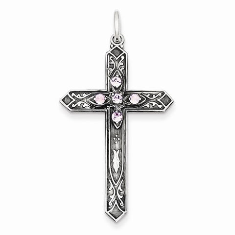 Sterling Silver June Birthstone Cross Pendant, Pendants for Necklace