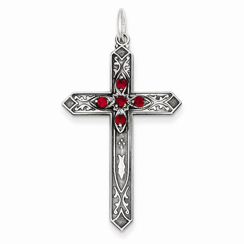 Sterling Silver July Birthstone Cross Pendant, Pendants for Necklace