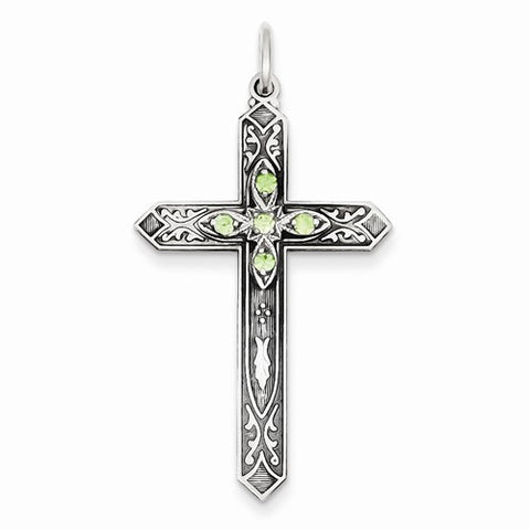 Sterling Silver August Birthstone Cross Pendant, Pendants for Necklace