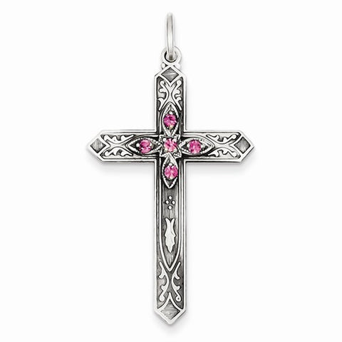 Sterling Silver October Birthstone Cross Pendant, Pendants for Necklace