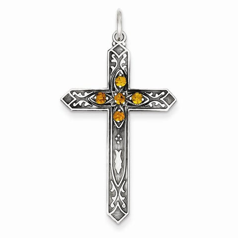 Sterling Silver November Birthstone Cross Pendant, Pendants for Necklace