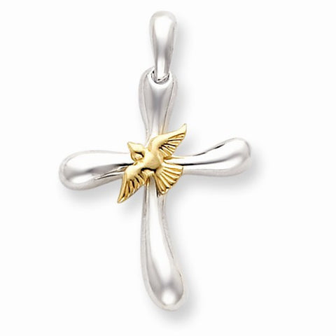 Sterling Silver & Vermeil Dove Cross Pendant, Pendants for Necklace