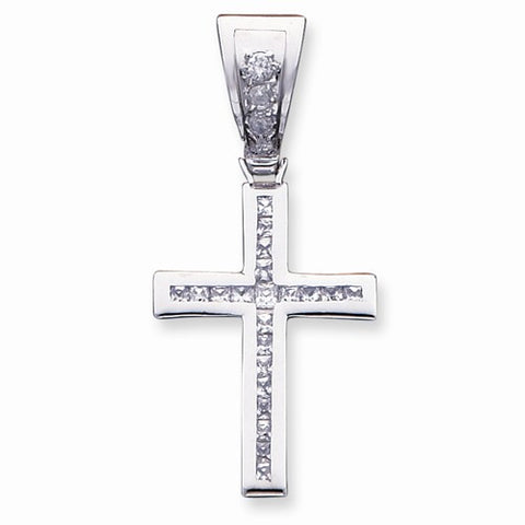 Sterling Silver CZ Cross Pendant, Stylish Pendants for Necklace