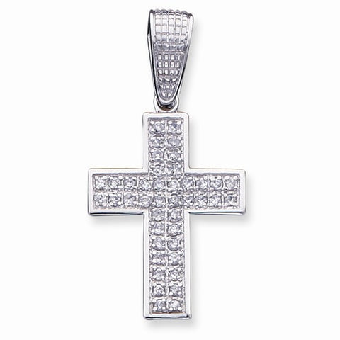 Sterling Silver CZ Cross Pendant, Classy Pendants for Necklace