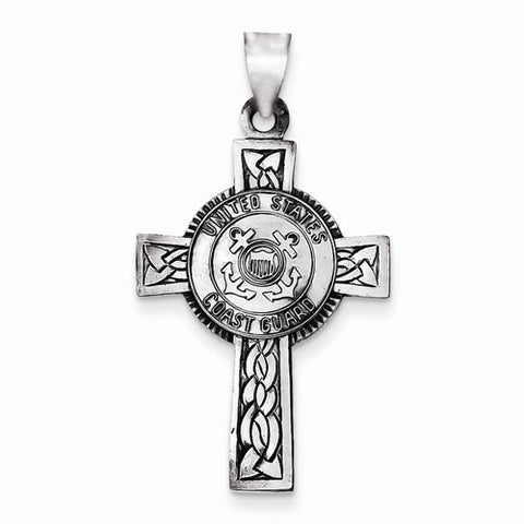 Sterling Silver US Coast Guard Cross Pendant, Pendants for Necklace