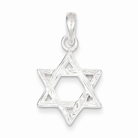 Sterling Silver Textured Star of David Pendant, Pendants for Necklace