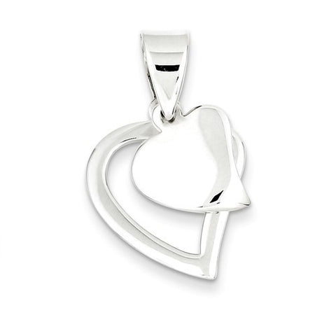 Sterling Silver Double Heart pendant, Pretty Pendants for Necklace